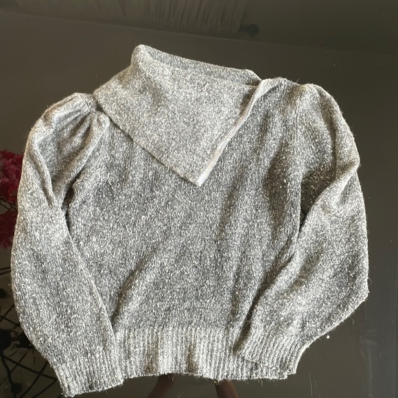Vintage silk/lambswool grey sweater with puff shoulders - Picture 1 of 4